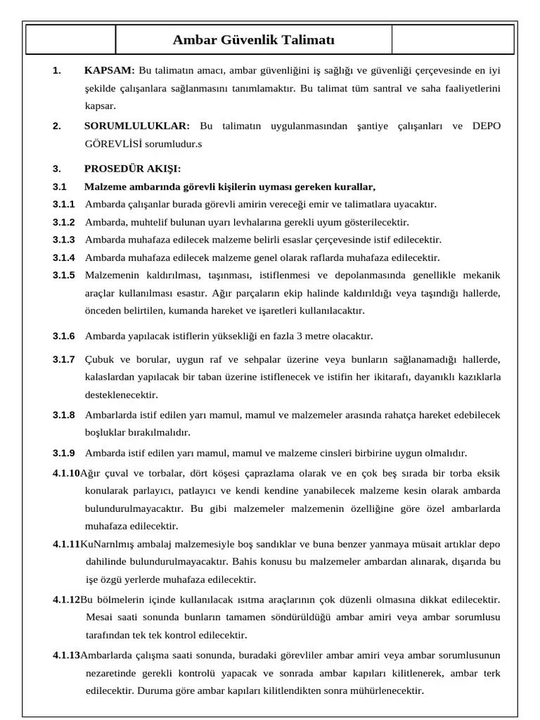 Gebze Ambar Depolama Altyapı ve Güvenlik Standartları
